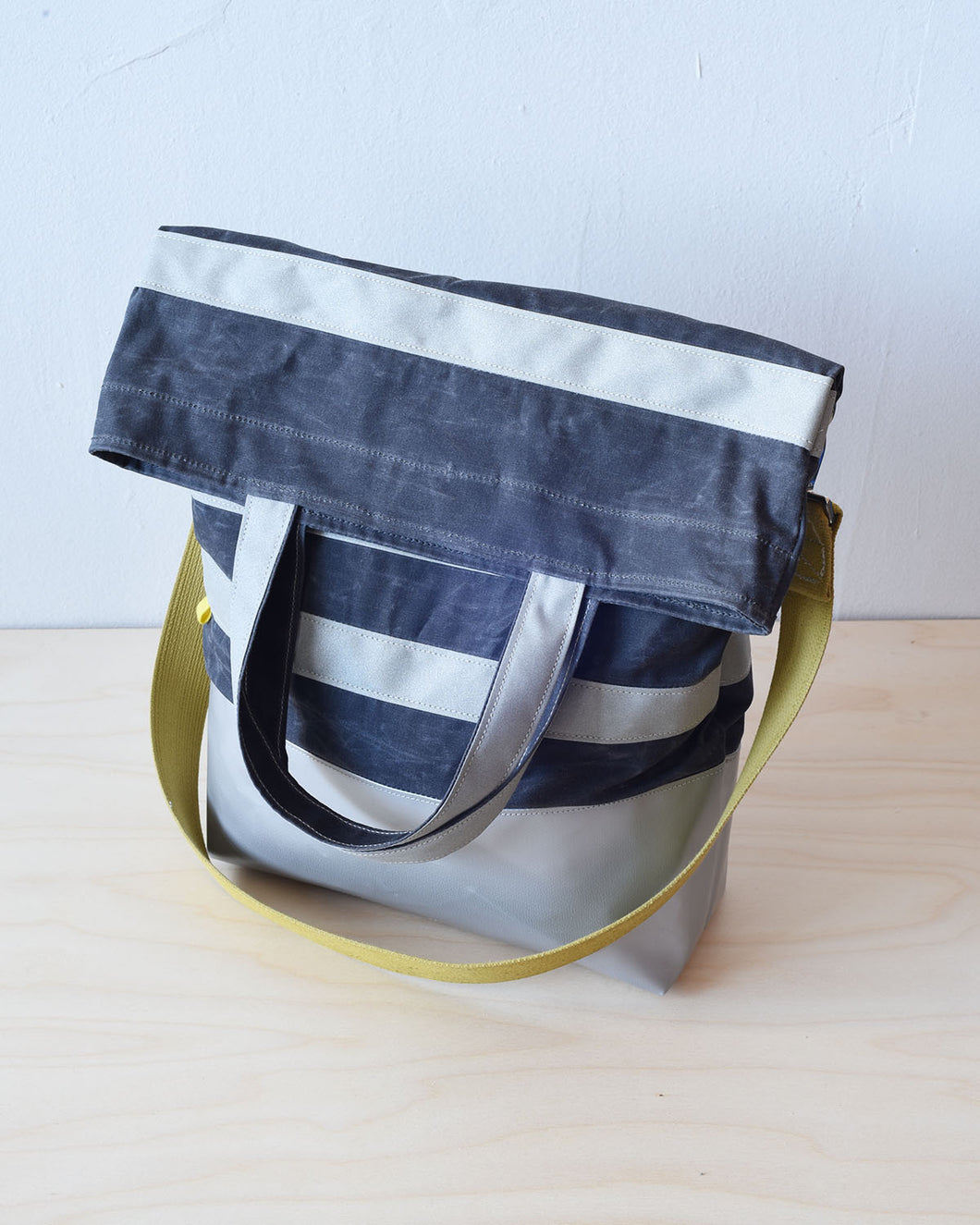 Urban Field Bag - Waxed Charcoal with Iridescent Stripe