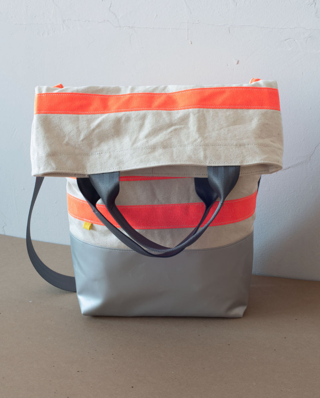 Urban Field Bag - Silver and Orange Striped with Seat belt Strap