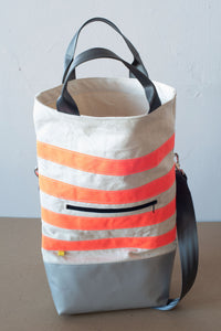 Urban Field Bag - Silver and Orange Striped with Seat belt Strap